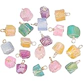 AHANDMAKER 20Pcs Natural Quartz Pendants, 10 Styles Crystal Gemstone Charms Irregular Crystal Chakra Stone Pendants Wire Wrapped Charms for DIY Bracelets Necklaces Earrings Jewelry Making