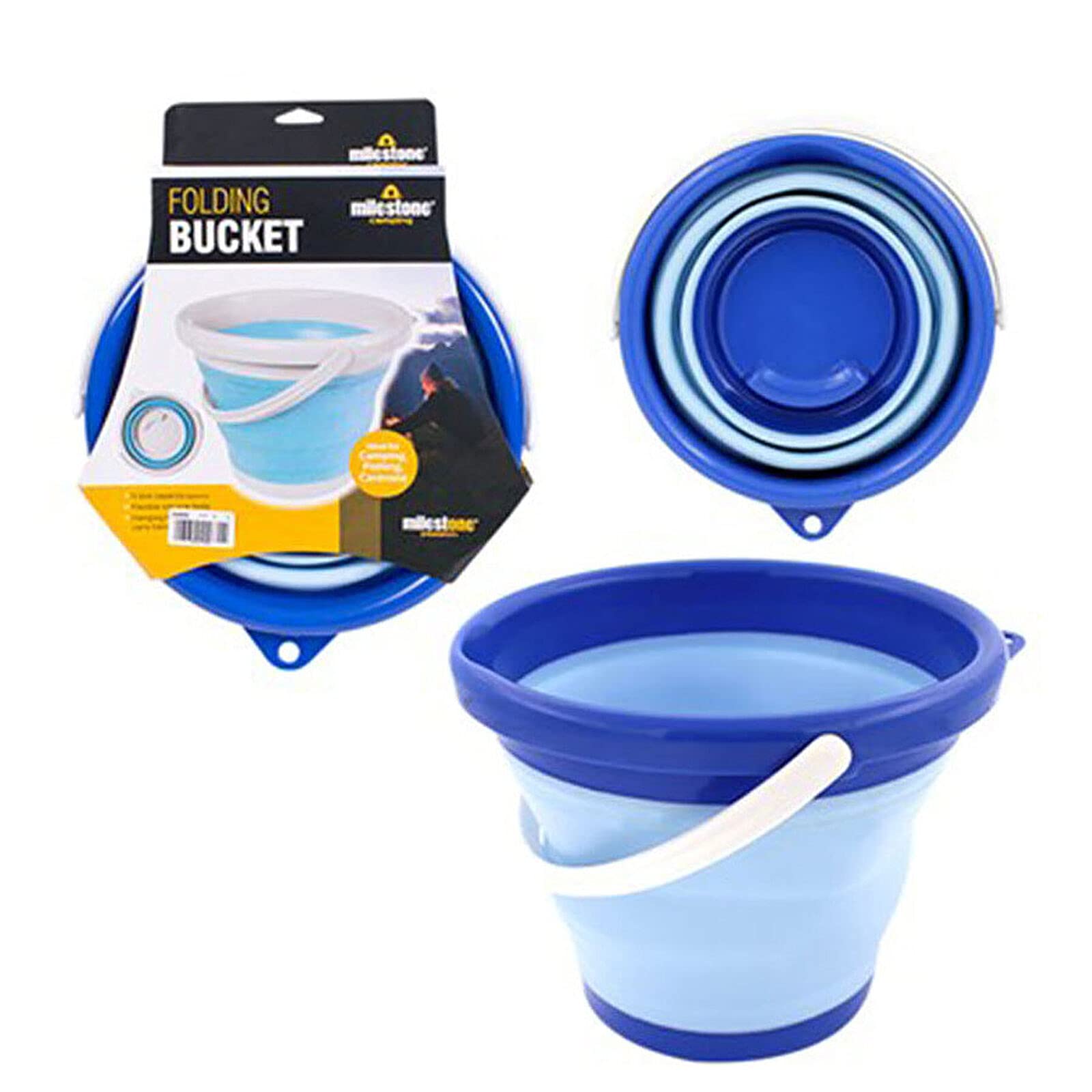 Milestone 24880 5L Folding Bucket with Handle Fishing Hiking Car Wash Folding Bucket Portable Outdoor Camping Collapsible Fishing Bucket , Blue