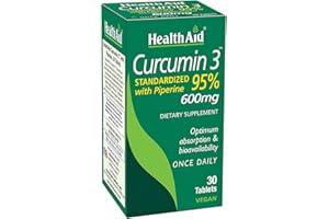HEALTHAID Curcumin 3, 30ct, 600mg Once Daily Tablets, Helps with Optimum Absorption & Bioavailability, Standardized with Piperine