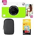 KODAK Printomatic Full-Color Instant Print Camera Starter Bundle + Carrying Case + Zink 20pk Photo Paper - Colorful Photos On 2x3 Sticky-Back Paper - Fun Gift for Birthday Christmas Holiday - Green