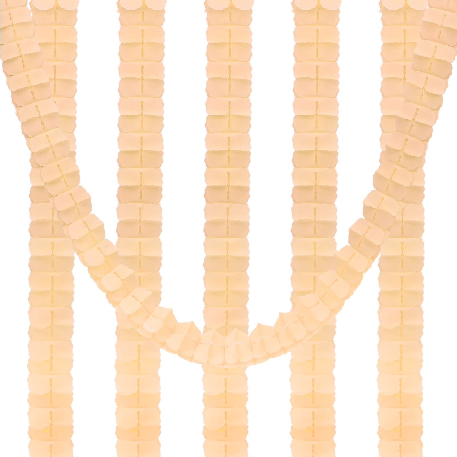 PATIKIL 9.8ft Four-Leaf Garland, 6 Pack Tissue Paper Hanging Flower Garland Reusable Streamers for Party Wedding Backdrop Decorations, Beige