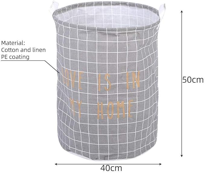 BASKET Cestas de lavandería, cuadros grises Impermeable Tela plegable