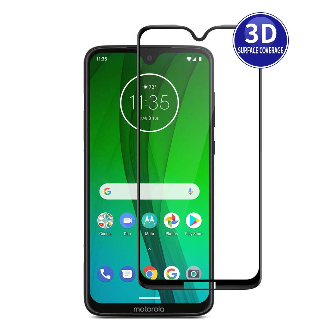X-Dision 3D Protective Film Compatible with MOTO G7 (Black), HD Full Screen Protector, Complete Cover Protection, 9H Hardening Glass, Fingerprint Resistant and Anti-Shatter