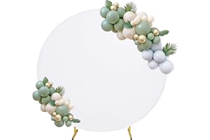 JALANCY 6.6FT Round Spandex Fitted Wedding Arch Cover for Circle Arch Stand, Thick Spandex Fabric Adjustable Round Arch Backdrop Cover for Wedding Birthday Party Baby Bridal Shower Decor（White）