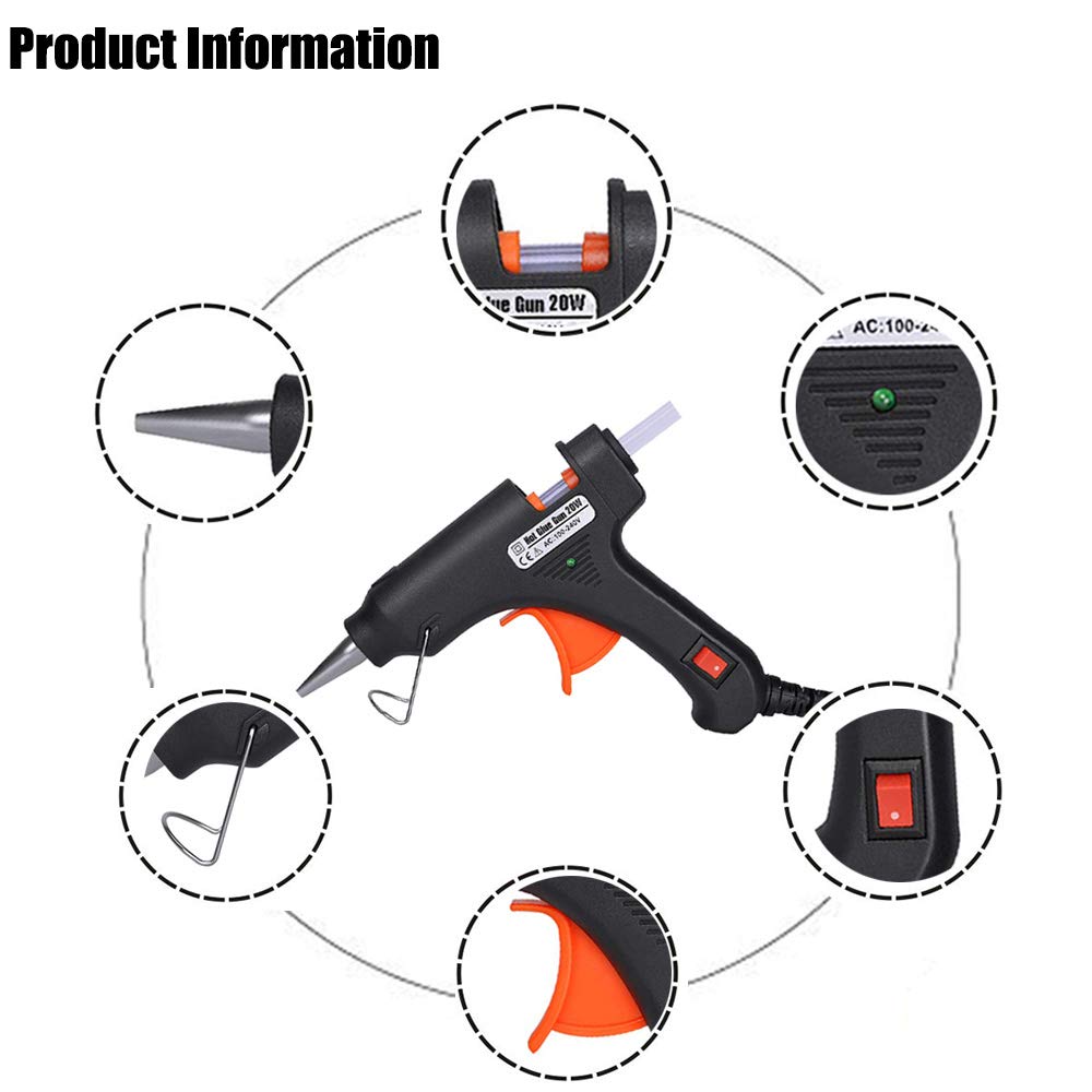 Hot Glue Gun, Upgraded 20W High Temp Mini Hot Melt Glue Gun Kit with 50pcs Glue Sticks(4.0'' x 0.27") for DIY Projects, Arts and Crafts, Home Quick Repairs & Sealing, Artistic Creation, Black: Industrial & Scientific