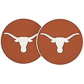 Desert Cactus University of Texas Car Accessories UT Longhorns Absorbent Sandstone Cup Coasters Licensed Product Set of 2 (Design A)