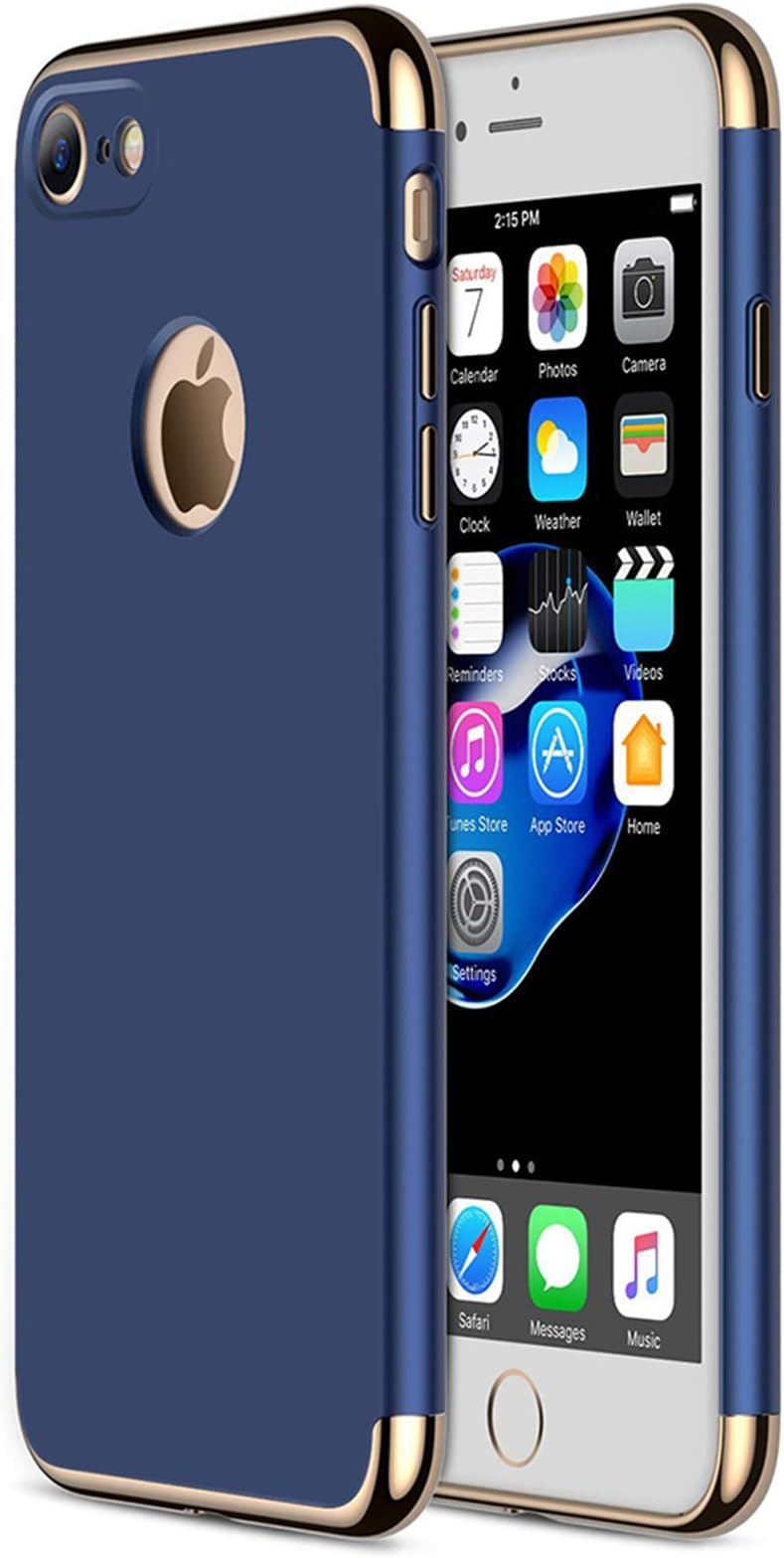 iPhone 7 Case, CROSYMX 3 in 1 Ultra Thin and Slim Hard Case Coated Non Slip Matte Surface with Electroplate Frame for Apple iPhone 7 (4.7'')(2016) - Blue