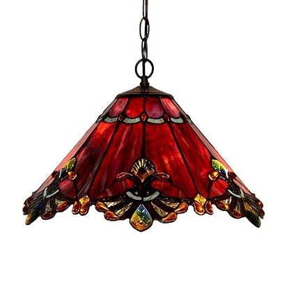 Amazon Com Yd H Tiffany Style Pendant Lamp 17 Inch Sermon Red