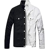 LZLER Jean Jacket for Men,Separable Left&Right Ripped Slim Fit Mens Denim Jacket
