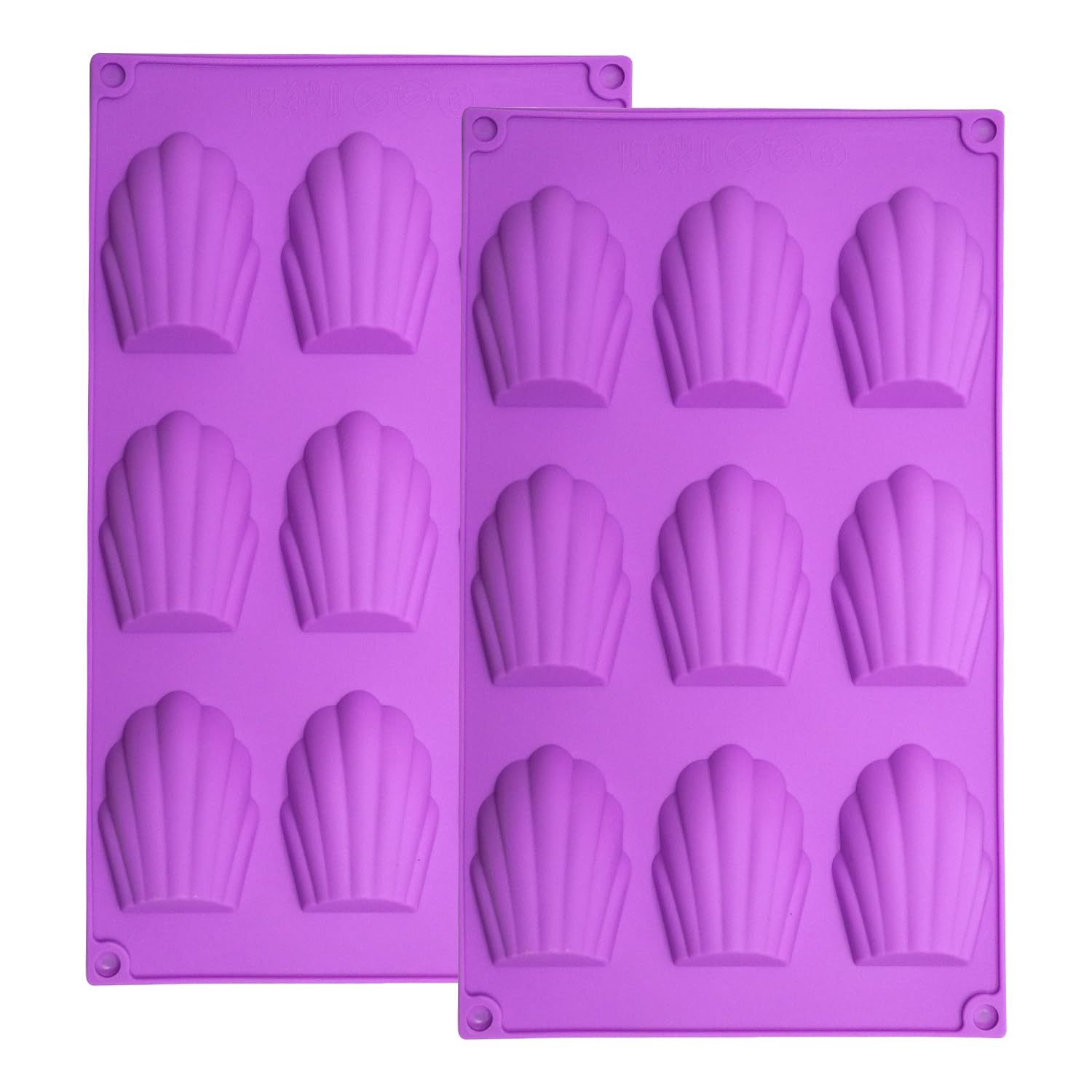 YXHZVON Madeleines Baking Tray 2pcs, 9 Cavities Silicone Baking Mold for Madeleine, Non-Stick Silicone Madeleine Mould for Chocolate, Cakes, Candy, Cookies (Purple)