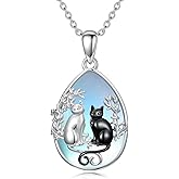 Dorunmo Highland Cow/Peacock/Dolphin/Butterlfy/Penguin/Cat/Axolotl/Hummingbird/Elephant Necklace for Women Sterling Silver Moonstone Pendant Necklace Animals Jewelry Gifts for Women Mom Her