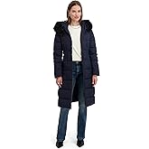 T Tahari Women's Emma Fitted Down Coat with Detachable Faux Fur Hood