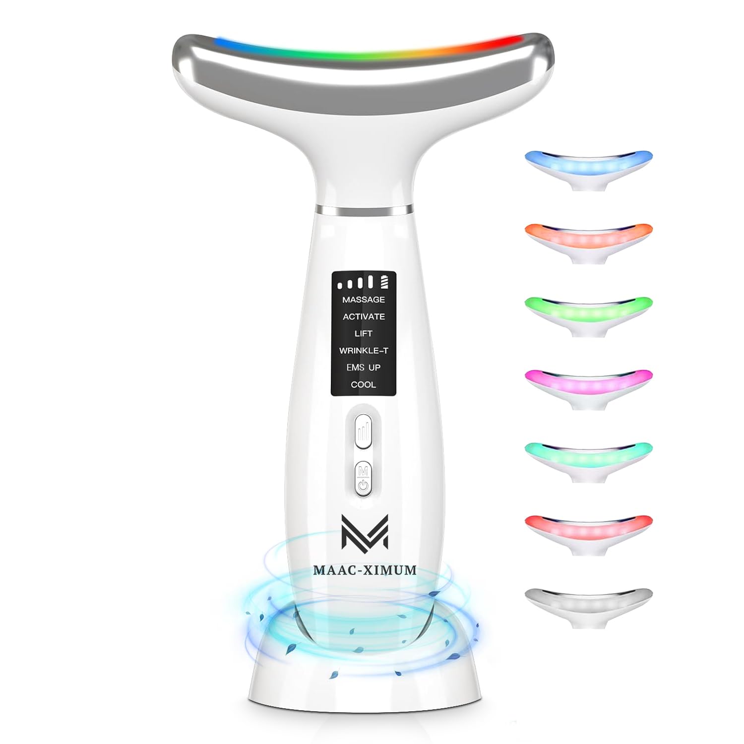 6-in-1 Neck, Face Sculpting Device with LED Light Therapy, Hot & Cold Modes, EMS Microcurrent, Sonic Massage, 4 Intensity Levels (7 Colour)