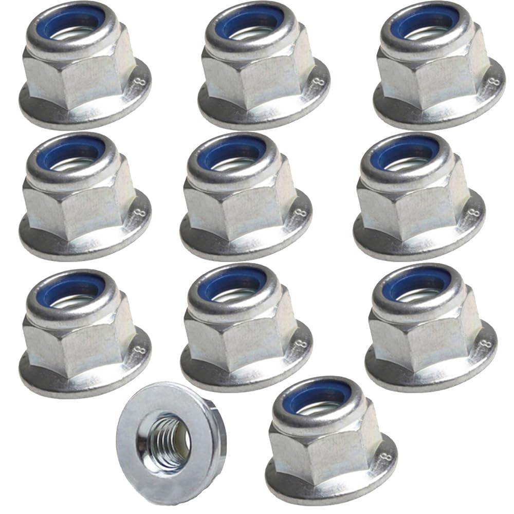 M8 Flanged Insert Nylon Self Locking Nut Flange Nyloc Insert Hex Hexagon Lock Nuts A2 Stainless Steel - Pack of 10