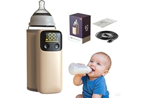 VVU&CCO Portable Bottle Warmer, Travel-Friendly, Leak-Proof, Precise Temp-Control & LCD Display, Long Battery Life for Constant-Warm for 5-8 Hours, Feeding While Charging, Fast-Charging