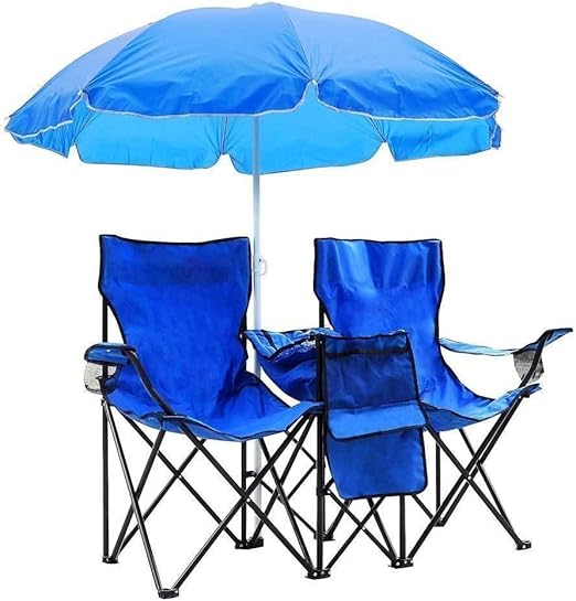 Amazon Com Double Folding Chair With Table Cooler Storage Cup