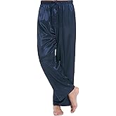 Lavenderi Mens Satin Pajama Pants, Long Pajama Bottoms with Drawstring