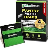 MaxGuard Pantry Moth Traps (4 Traps Trial Pack) Extra Strength Pheromones | Non-Toxic Sticky Glue Trap for Food and Cupboard Moths in Your Kitchen | Trap and Kill Seed Grain Flour Meal Moths |