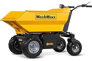 MechMaxx 1100Lb Loading 48V Battery Powered Wheel Barrow Electric Dumper Cart with 30W Light, Hydraulic Tipping, 1000W Brushless DC Motor, LED Display Screen, Model EH50 Yellow