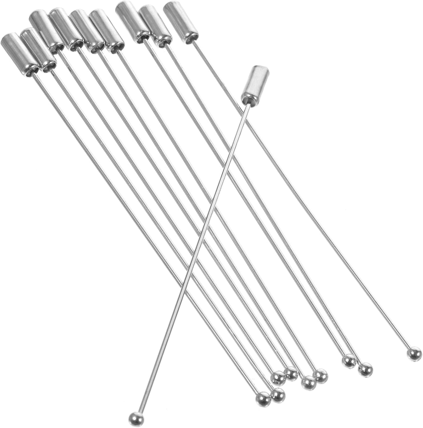 Healifty Metal Stick Pin Silver Brooch Safety Pins Long Needle Eye Pin with Stopper Ends for Men Women Suit Tie Hat Scarf Accessories 90mm 20Pcs (Silver)