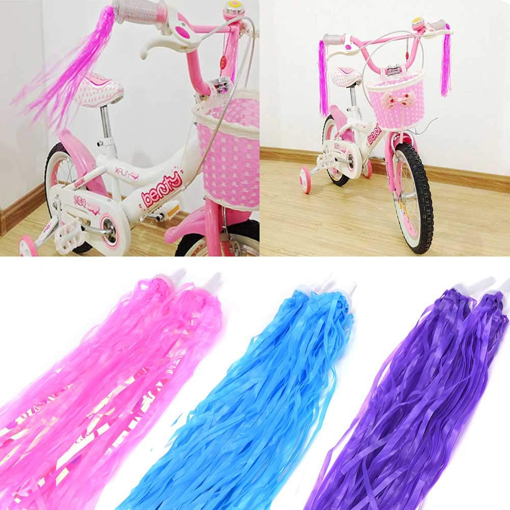 Dr.Pink 4 Pairs Kid\'s Bike Handlebar Streamers Laser Scooter Streamers(Pink,Purple,Blue,White)