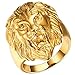 SAINTHERO Men's Vintage 316L Stainless Steel Gold Lion Head Rings Heavy Metal Rock Punk Style Gothic Biker Ring Size 7-14