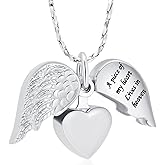 Imrsanl Heart Cremation Urn Necklace Pendant for Human Ashes - A Piece of My Heart Lives in Heaven Memorial Keepsakes Cremation Jewelry