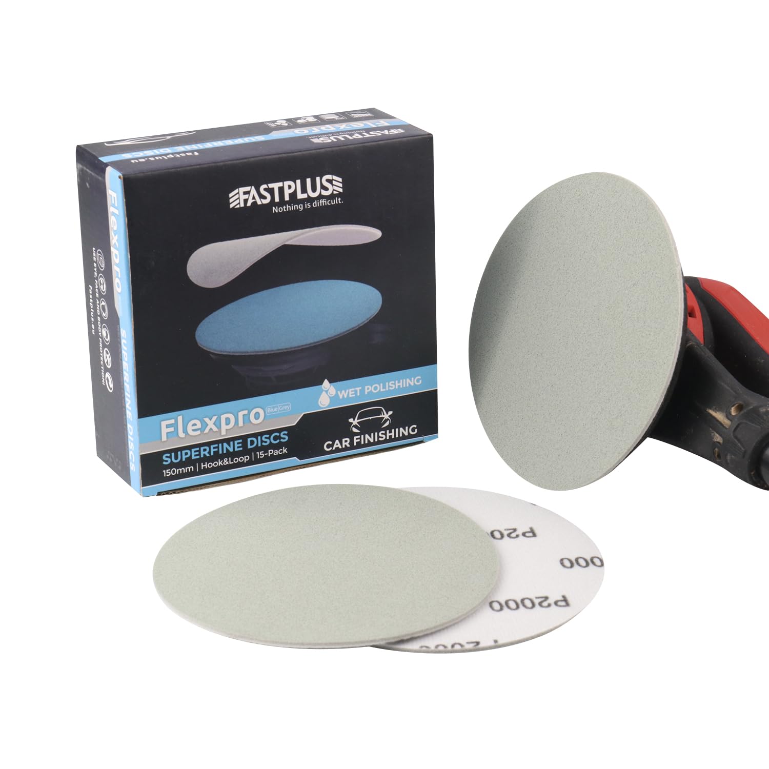 150mm Sanding Discs P2000 Fine Finishing Foam Discs, 15PCS Hook and Loop Foam Backing Abrasive Disc 6 Inch Round Sanding Discs for Random Orbital Sander