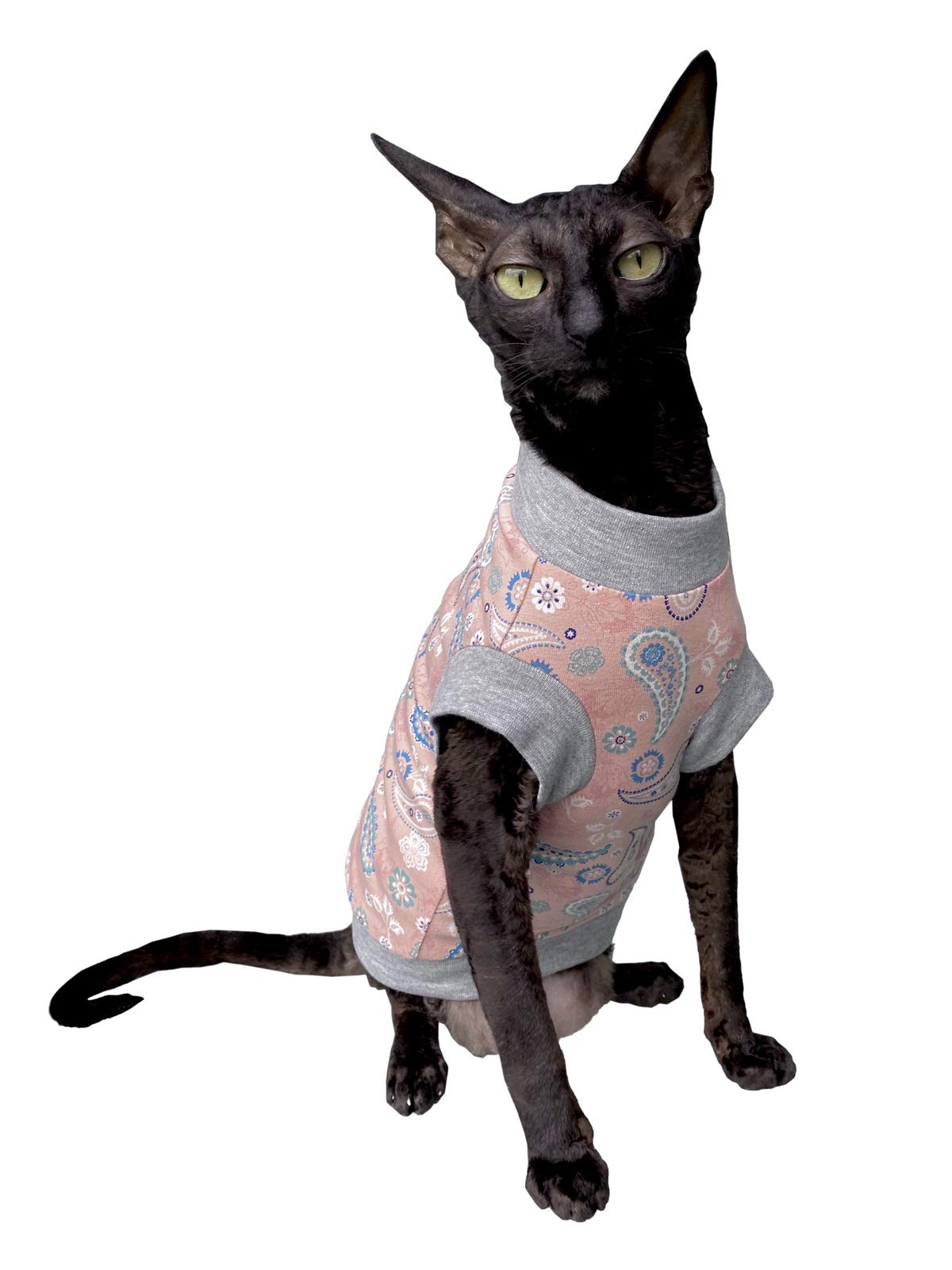 Kotomoda Cat's T-shirt Pink Paisley for Sphynx and naked cats (S)