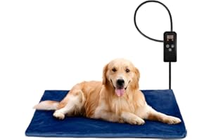 Niubya Pet Heating Pad for Dogs and Cats, Adjustable Temperature and Waterproof Pet Heated Mat with Timer, Electric Heating Pet Bed with Chew Resistant Cord and Soft Washable Cover, 35"x24"