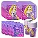 Tangled Sparkle Party Supplies Pack Including Plates, Cups and Napkins - 16 Guests