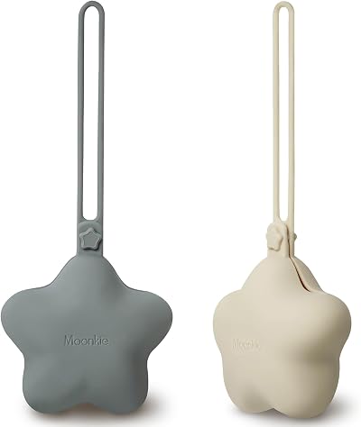 Moonkie 2 Pack Silicone Dummy Case Pacifier Holder Star Shifting Sand Lunar Grey