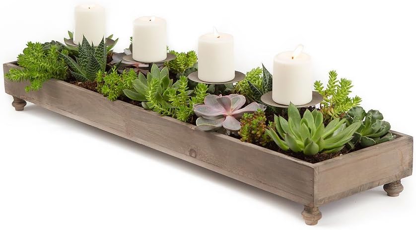 Vagabond Vintage Rustic Pine Four Candle Holder Centerpiece