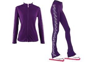 LIUHUO Ice Figure Skating Training Pants Jackets Girls Womens Fleece Shiny Colored Diamond Girl Warm Tracksuit Comfortable