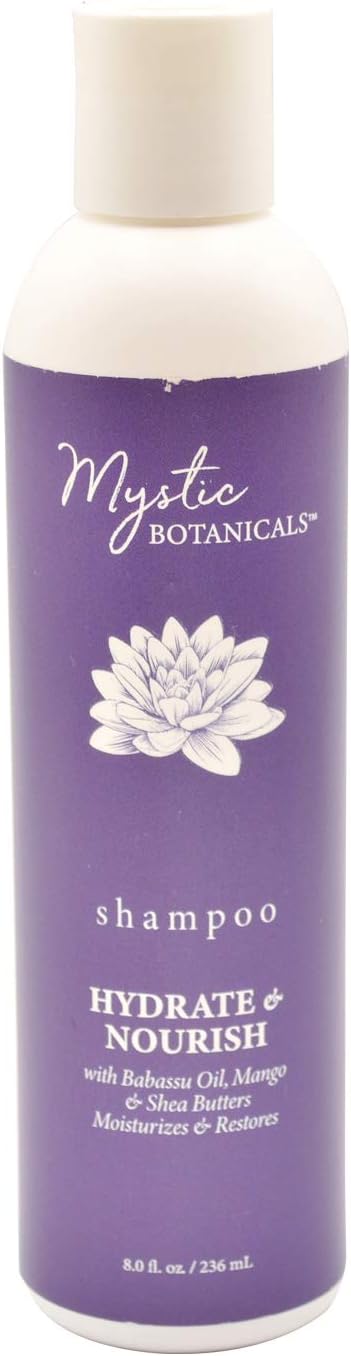 Mystic Botanicals Hydrate & Nourish Shampoo With Babassu Oil & mango shea Butter | Deep Moisturizing Treatment for Hair | Paraben Free | 8 Fl. Oz