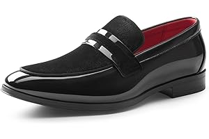 Bruno Marc Men's Tuxedo Patent Loafers Classic Velvet Slip-on Dress Shoes