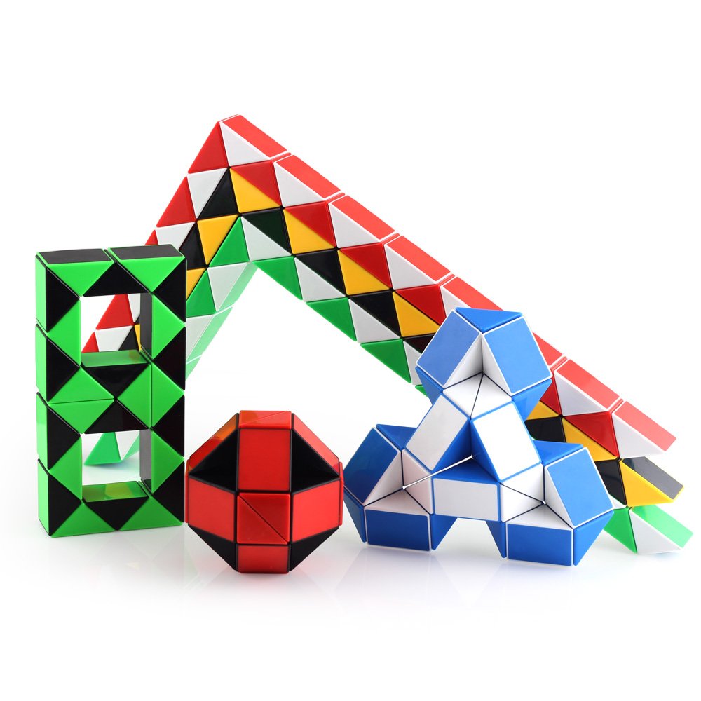 Magic Snake Cube Twist Puzzle Collection of 6 Fun Snake Toys Kids Magic Sets for Children 24 Wedges - 3Pair - Ganowo