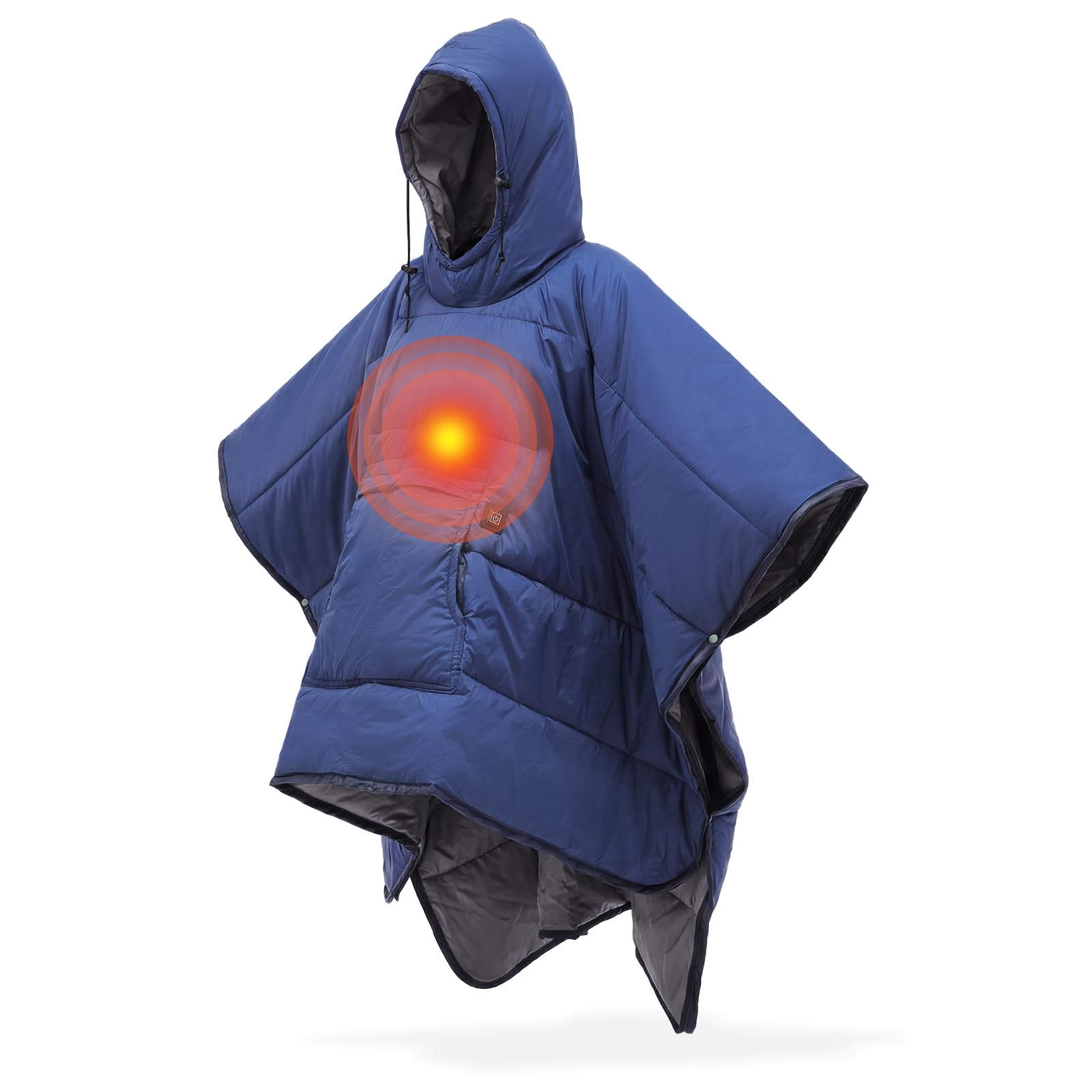 Photo 1 of Preboun Heated Blanket Battery Operated 3-temp Thermal Poncho Sleeping Bag Winter Wearable Hooded Water Resistant Cloak Cape with Portable Sack for Men Women Outdoor Sport Backpacking Hiking Hunting