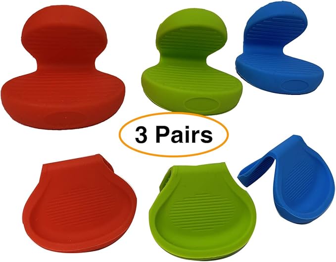 Silicone Hot Plate Pot Holder (6 Pack 3 Pairs) Oven Mitt