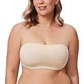 DELIMIRA Natrelax Unlined Bandeau Bra - Underwire Seamless Comfort Plus Size Strapless Bras for Women