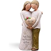 AUMELO Anniversary Wedding Gifts for Women Men Couple, Gifts for Her Him, Birthday Gift for Girlfriend Boyfriend Wife, Hand-Painted Resin Mr & Mrs Figurine for Christmas Valentines Day (Pink)