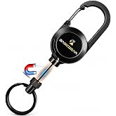BasicGear&reg; Zinger Magnetic Retractable Carabiner, 24 in Cable | Quick-Release for Fishing, Keys, Tools, EDC
