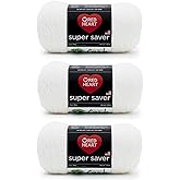 RED HEART Super Saver 3-Pack yarn, WHITE 3 Pack | #4 Medium Worsted Weight Acrylic Soft Yarn for Blankets, Beanies, Amigurumi, and Beginner Projects, 364 yards, 198g/7oz