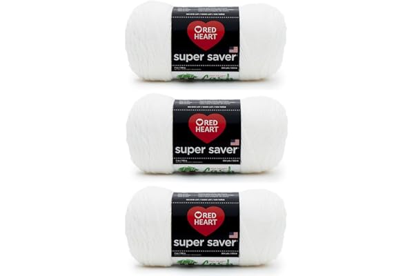 Red Heart Super Saver White Yarn - 3 Pack of 198g/7oz - Acrylic - 4 Medium (Worsted) - 364 Yards - Knitting/Crochet