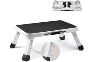 VEVOR Step Stool 1-Step 330lbs Capacity, Folding Steel Step Ladder 3 Adjustable Height, Portable Toddler Step Stools for Adul