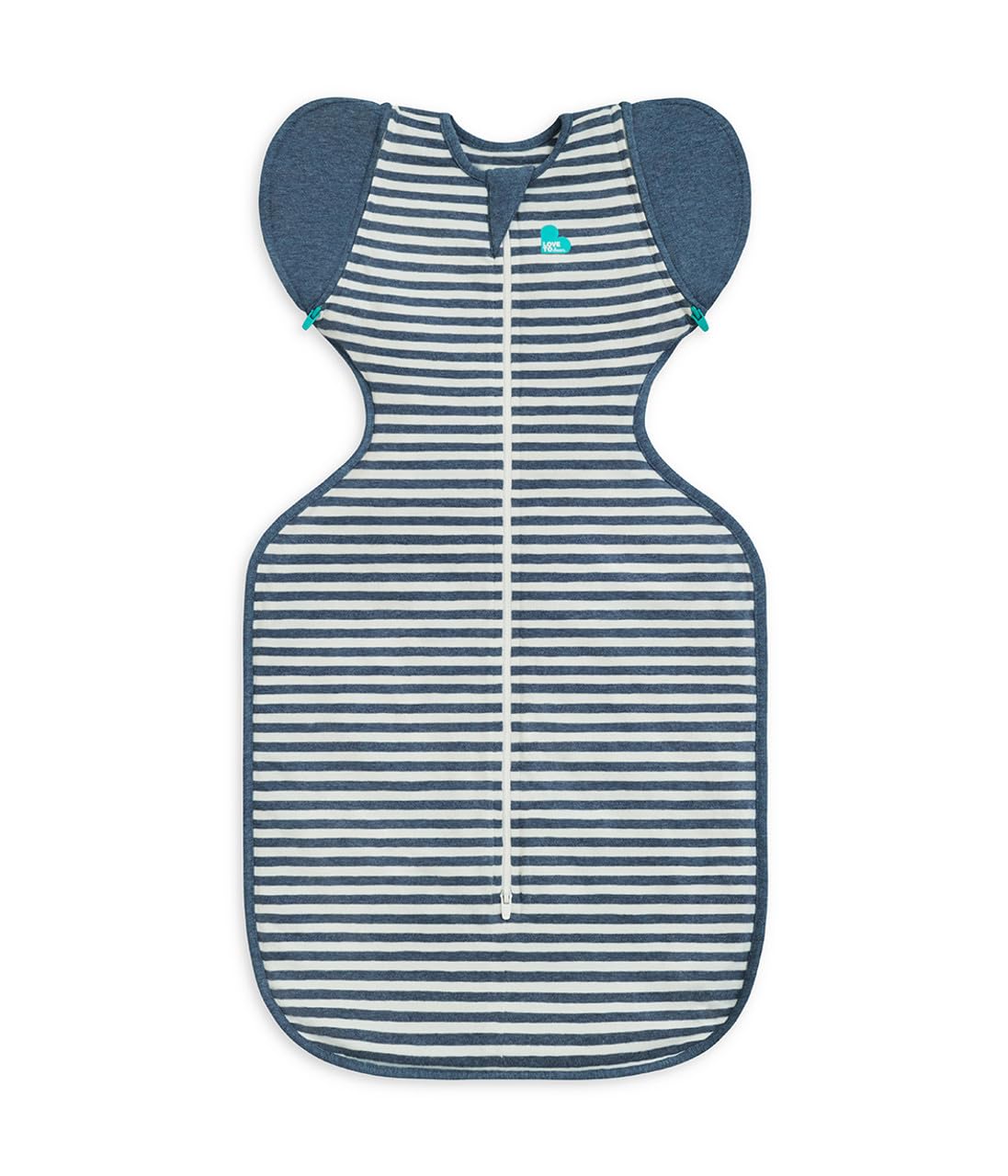 Photo 1 of Size L Love to Dream Swaddle UP Transition Bag, Patented Zip-Off Wings, Gently Help Baby Safely Transition from Being Swaddled to arms Free Before Rolling Over, Stripe Denim Blue, Large, 19-24 lbs