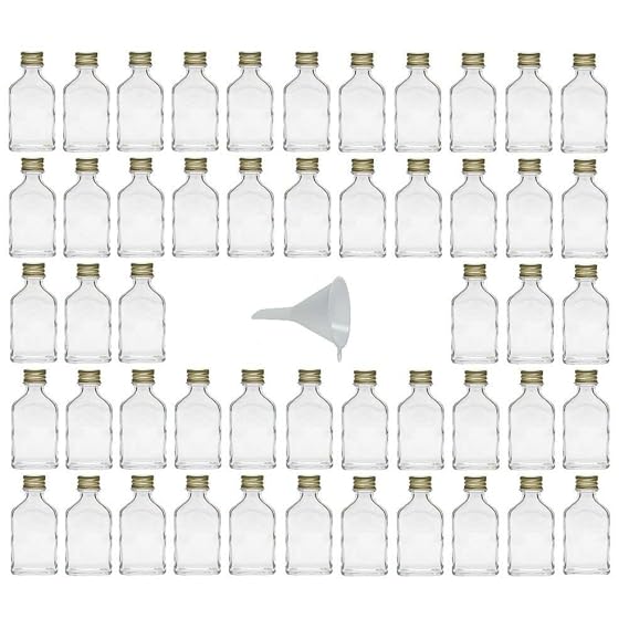 Viva Haushaltswaren - 50 x Mini Glasflasche 20 ml mit Schraubverschluss, als Flachmann, Schnapsflasche & Likörflasche geeigne