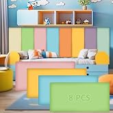 Hahafelt 8 Pack Wall Padding for Playroom Peel and Stick Headboard 15.75" x 7.87" x 1.18" 3D Anti Collision Upholstered Wall Panels Self Adhesive Headboard Panel for Protection (Fresh Colors)