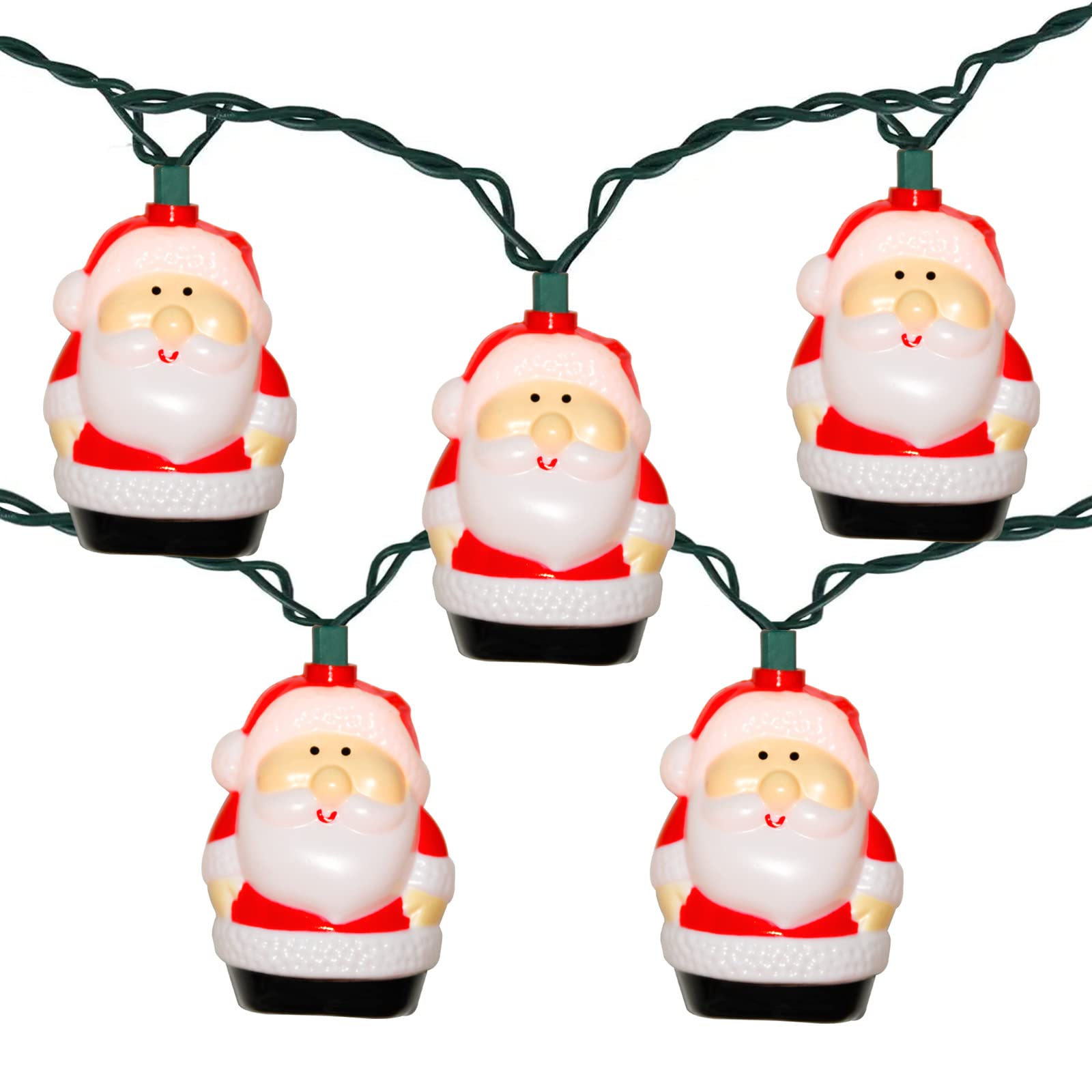 Photo 1 of 10 Light Santa Head Light Set - 8.5Ft Christmas Santa Claus Decorations String Lights with 10 Santa Claus Decorations Lights