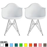 2xhome Set of 2 White Mid Century Modern Vintage